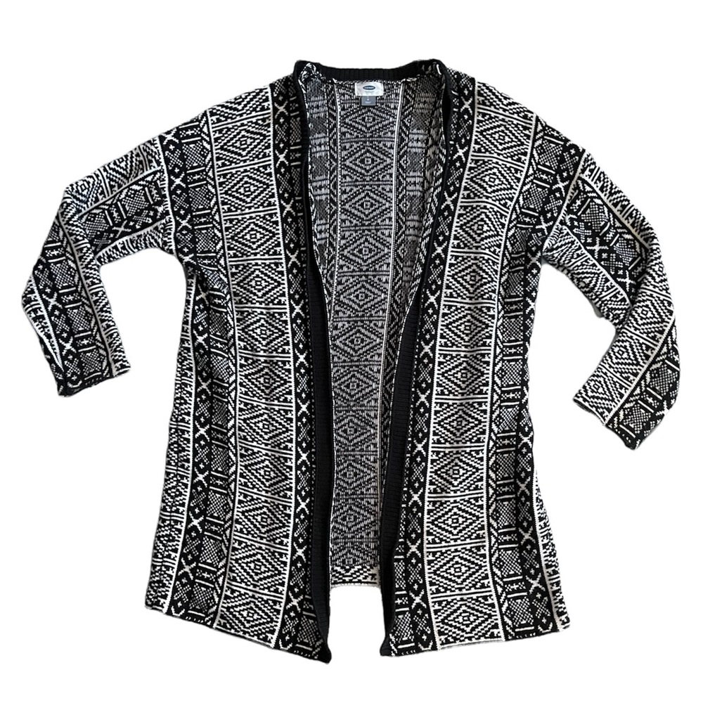 Old Navy Black White Aztec Sweater Cardigan